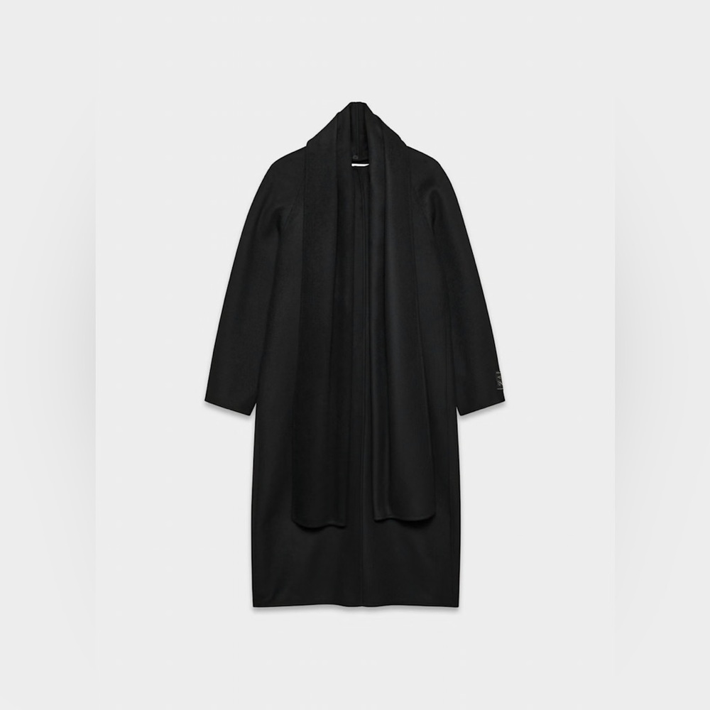 Aritzia Embrace Black Wool Scarf Coat - Picture 7 of 10